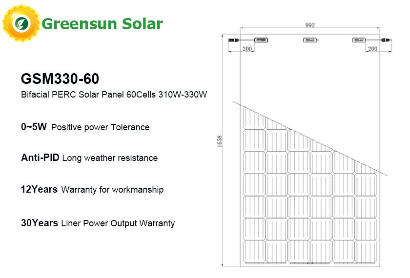 Moduli fotovoltaici PERC bifacciali 60 celle