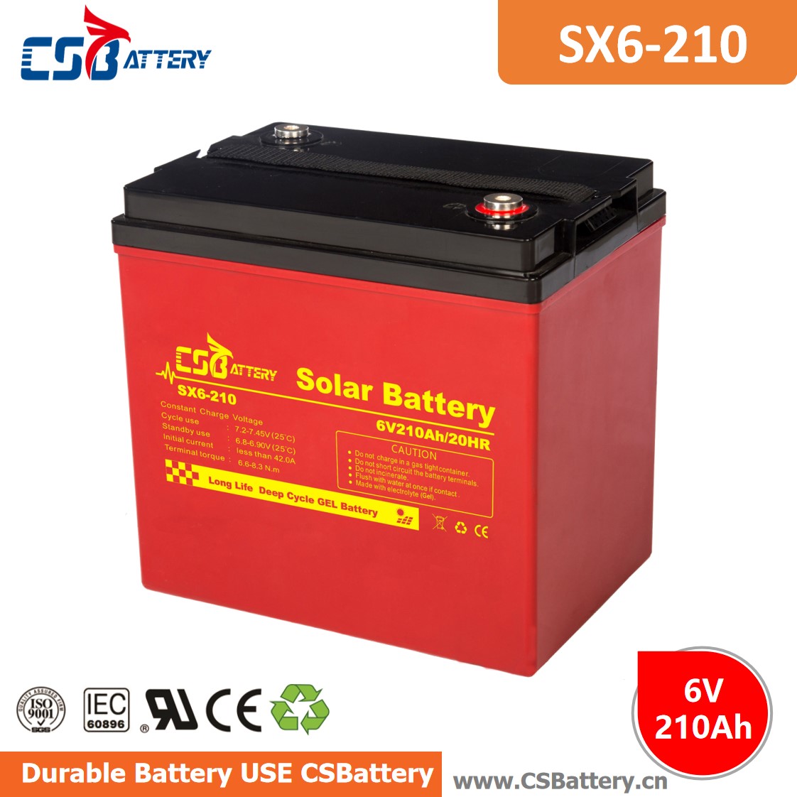 SX6-210 Batteria GEL Deep Cycle 6V 210Ah-Ada