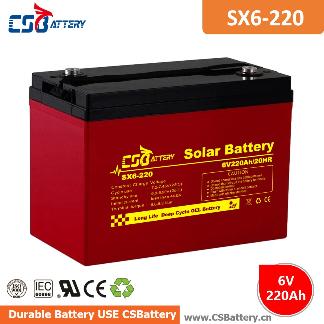 SX6-220 Batteria GEL Deep Cycle 6V 220Ah-Ada
