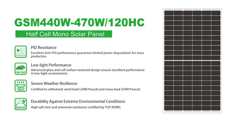 mono pannello solare 440w 450w 460w 470w