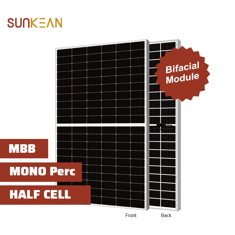 Mezza cella mono 455 watt Bifacciale Doppio vetro 120 celle 182 mm Dimensione cella perc pannello solare
