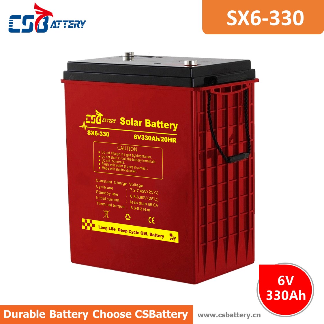 Batteria GEL a ciclo profondo SX6-330 6V 330Ah
