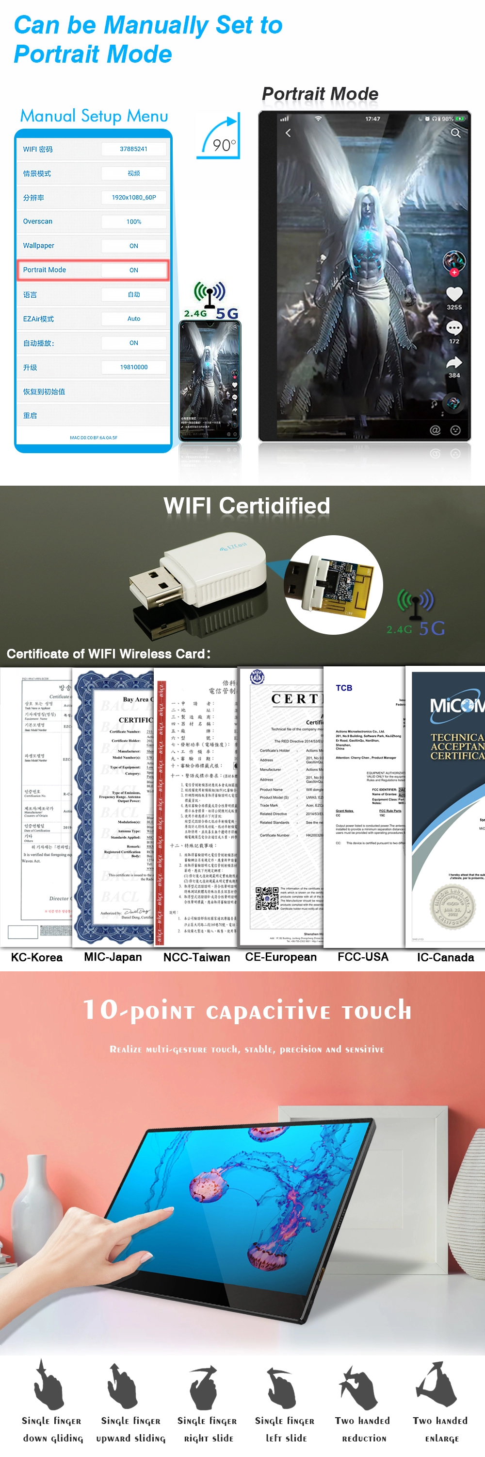 Monitor portatile wireless 5G wifi