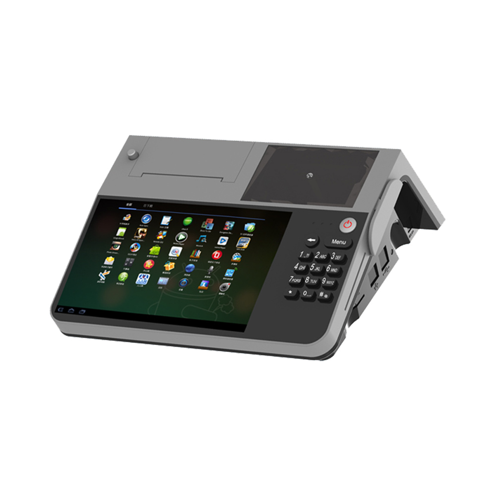 Terminale POS Android NFC da 8 pollici a doppio schermo con stampante termica da 80 mm
