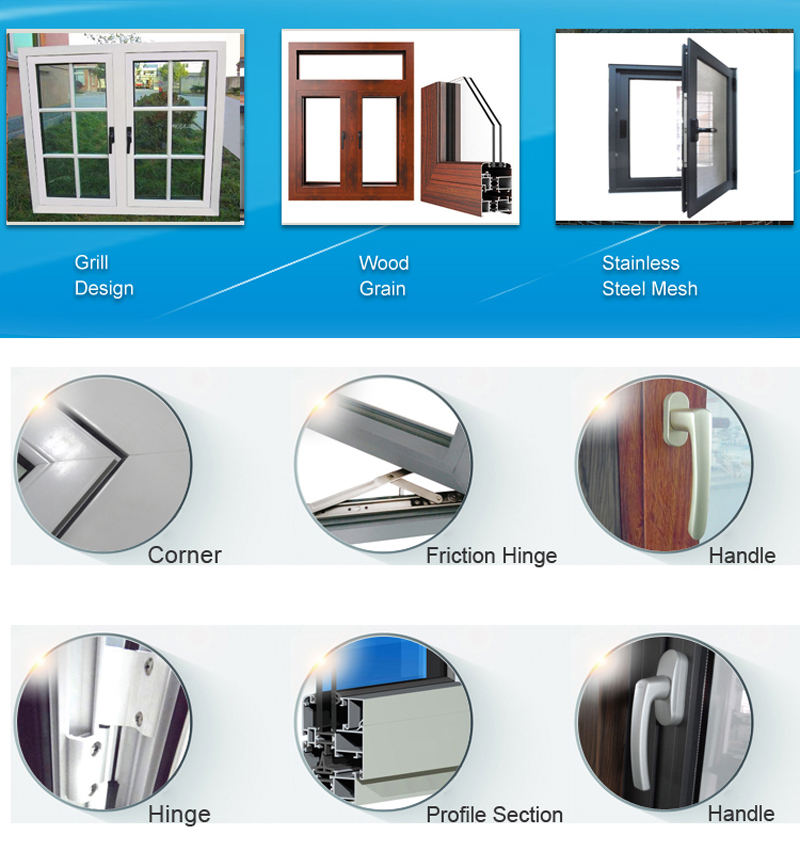 Disegno dettagliato di finestre per porte scorrevoli in alluminio