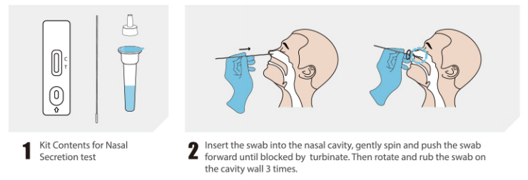 5 test/Test antigene tampone nasale (oro colloidale)