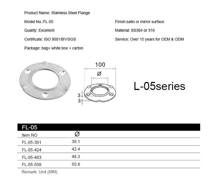 Flange ringhiera in acciaio inox