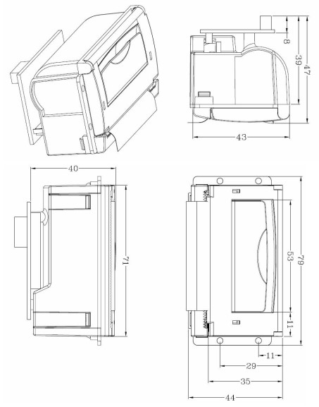 Layout della stampante termica del pannello YCP-8