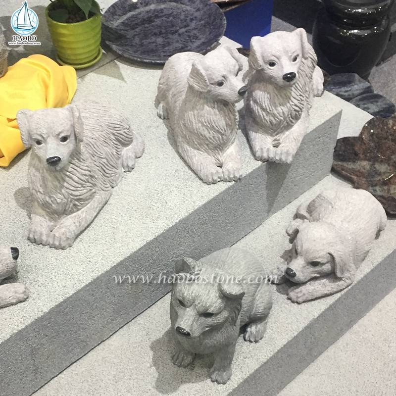 Accessori da giardino in pietra naturale Scultura di cuccioli di animali
