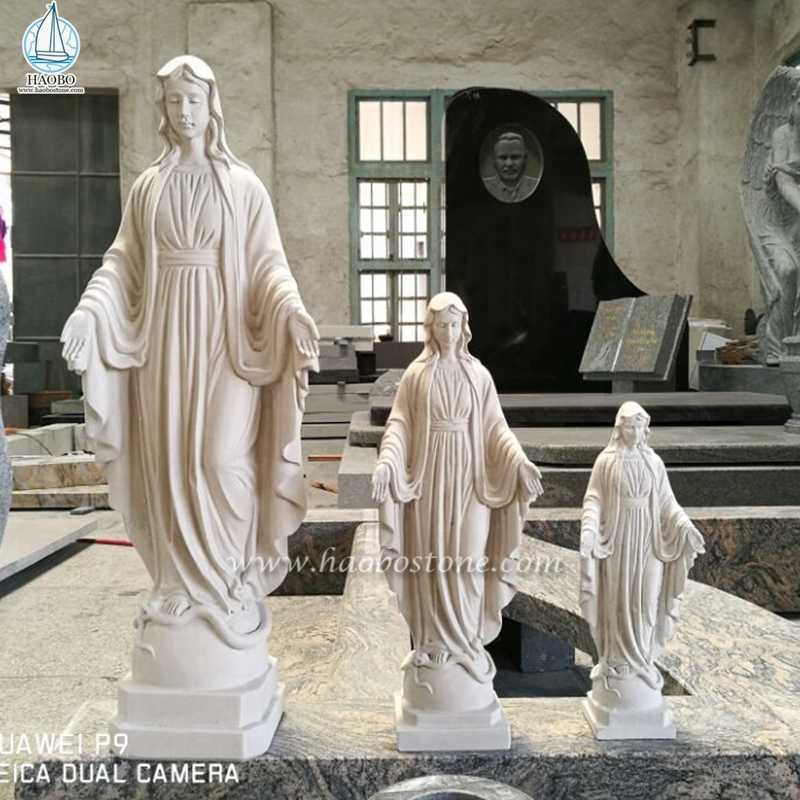 Statue della Vergine Maria in marmo beige in stile europeo
