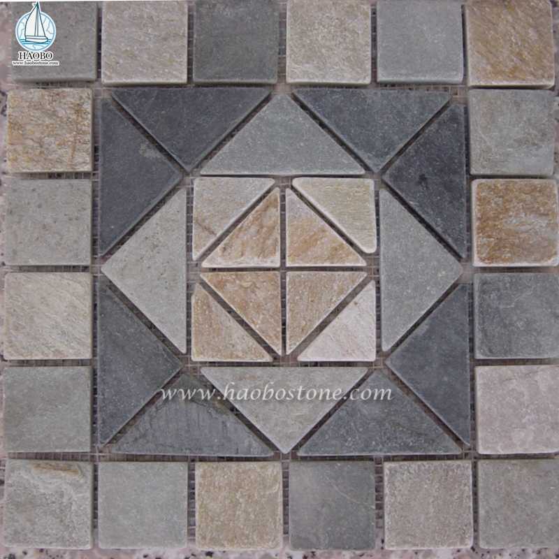Piastrelle e rivestimenti per pareti in mosaico di pietra con motivo quadrato in pietra naturale
