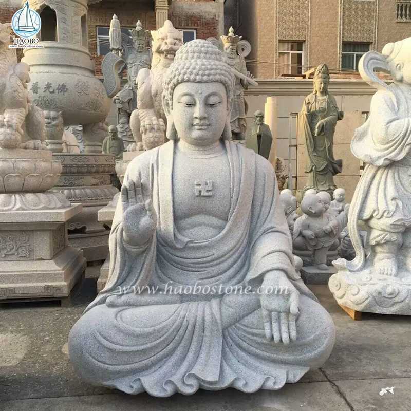 Statua buddista di Gautam del tempio di granito grigio di pietra naturale
