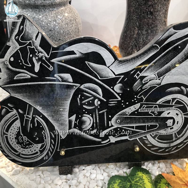 Targa commemorativa per motocicletta in granito nero
