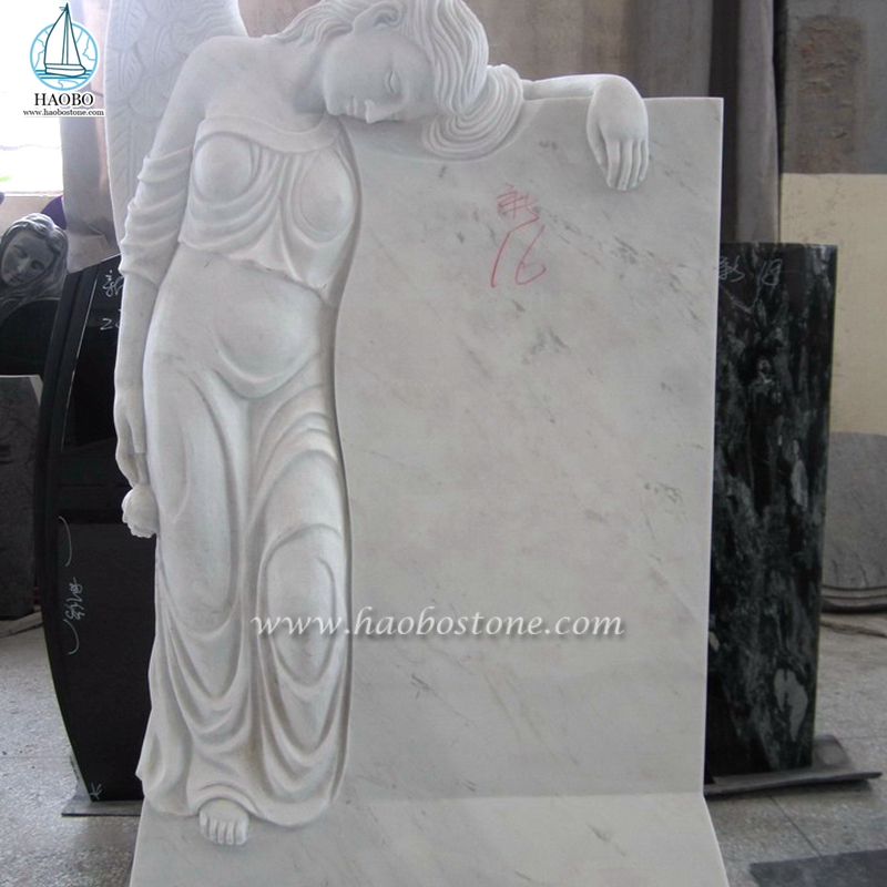 Pietra tombale scolpita angelo del cuore di marmo bianco della Cina Han
