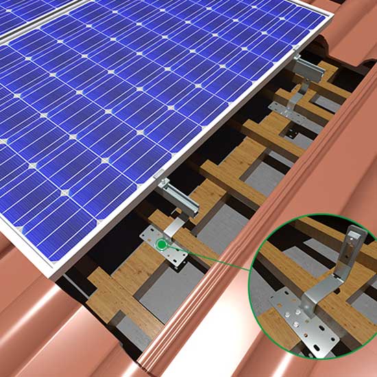 Sistema di montaggio a pannello solare per tetto in tegole
