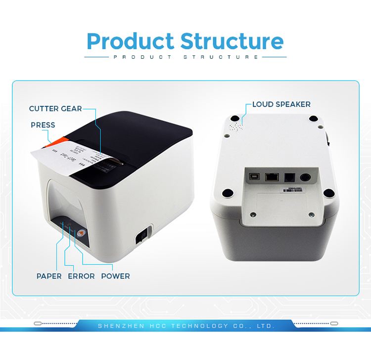 Stampante termica per ricevute POS Ethernet desktop di alta qualità da 80 mm con taglio automatico HCC-POS890