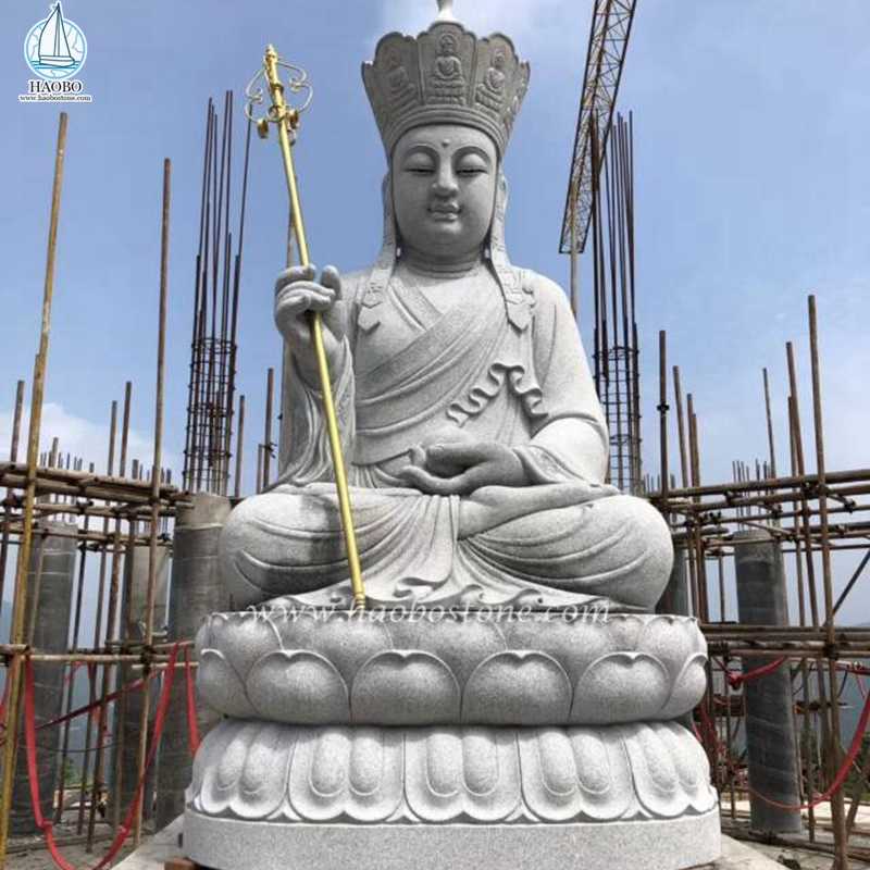 Statua buddista del tempio intagliata a mano in granito in pietra naturale
