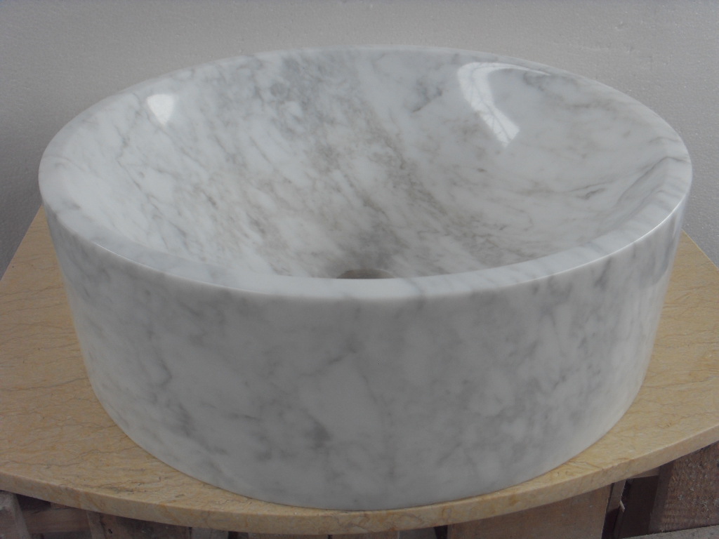 Lavelli tondi in marmo bianco lucido
