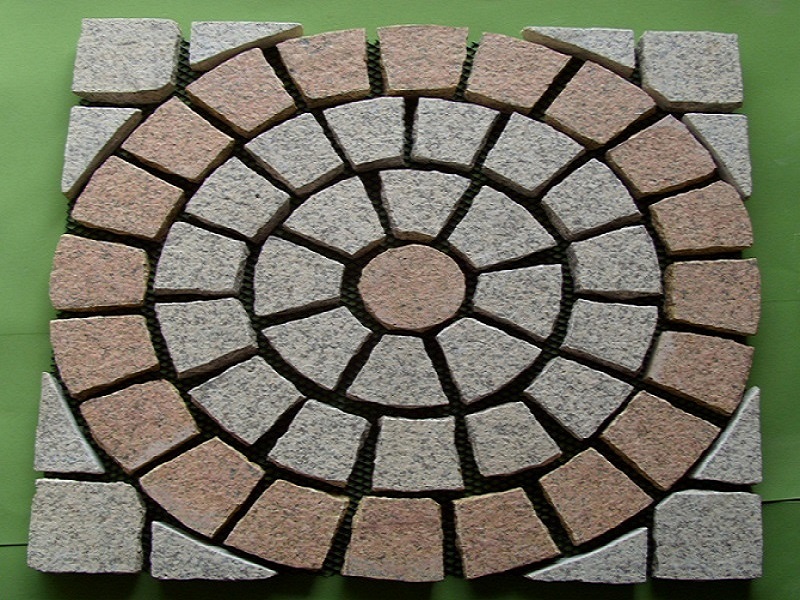Piastrella a maglie in pietra per pavimentazione in granito multicolore
