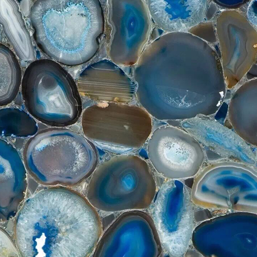 Lastra di onice traslucida di tipo pietra semipreziosa agata blu per pareti interne
