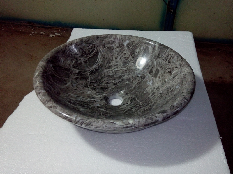 Lavabo da bagno di forma rotonda in pietra di granito
