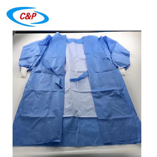 Fornitori di camici chirurgici rinforzati blu non tessuti sterili monouso in vendita calda

