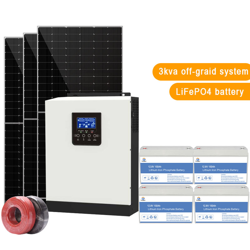 Sistema off-grid da 3KW solare con batteria Lifepo 4 per sistema di accumulo di energia solare
