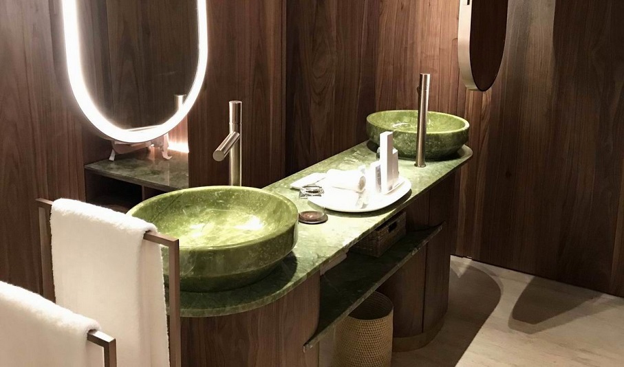 Piani lavabo in marmo Verde Ming