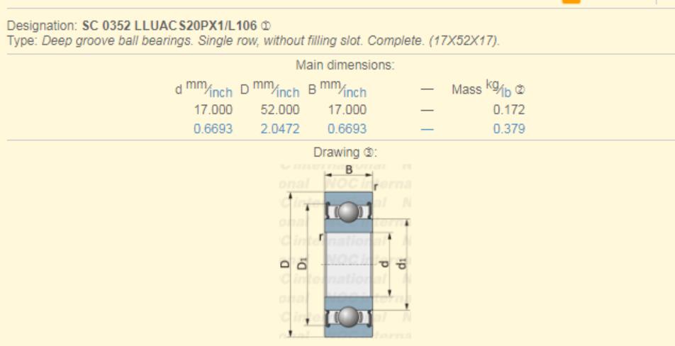 Cuscinetto B17-99DDW Disegno