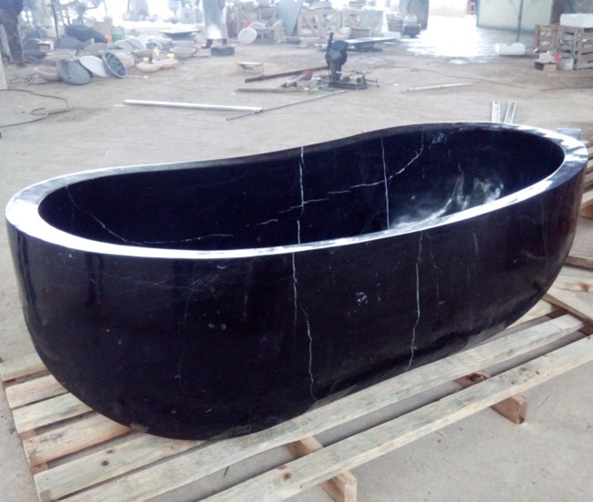 Vasca da bagno in pietra nera naturale per il bagno