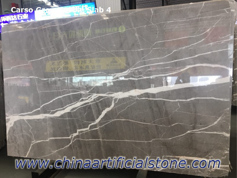 Lastre di marmo China Carso Grey con grandi venature bianche
