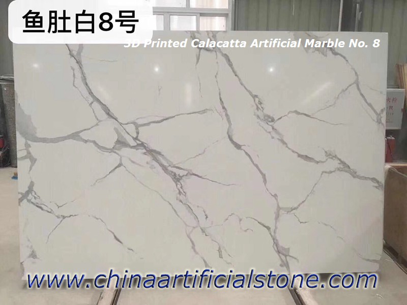 Lastre di marmo artificiale bianco Calacatta stampate in 3D
