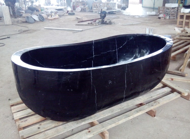Vasca da bagno in pietra nera di marmo naturale solido della Cina
