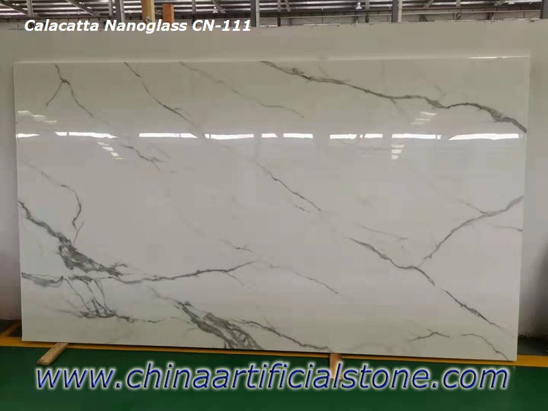 Lastre di pietra di cristallo nano bianco Calacutta della Cina
