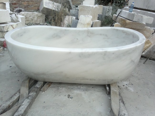 Vasca da bagno in pietra naturale bianca Vasca da bagno in pietra per bagno