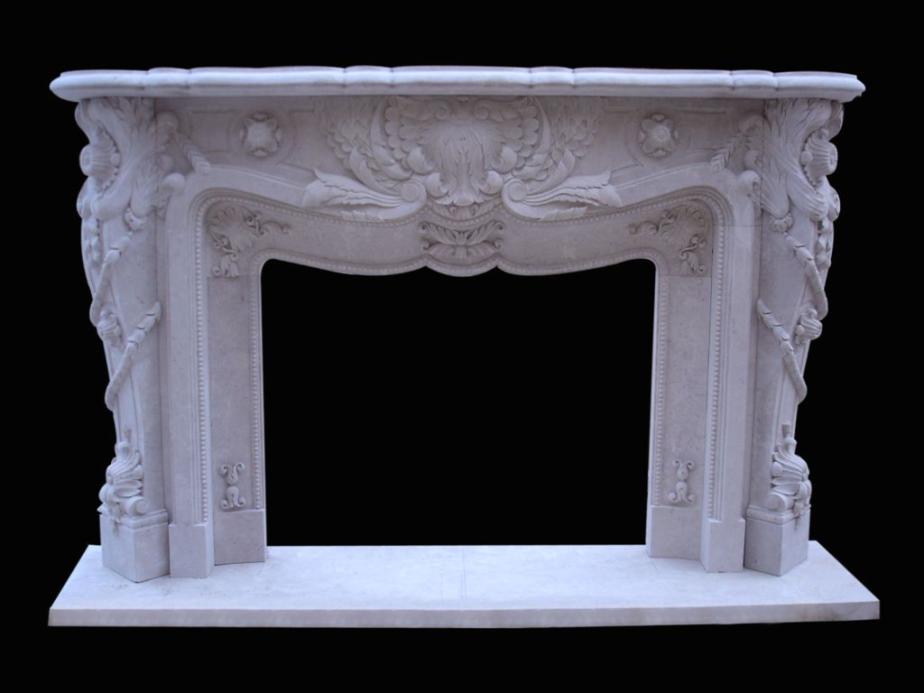 Mensola del camino in marmo bianco naturale per interni

