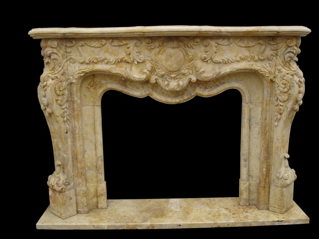 Mensola del camino in marmo beige in stile europeo
