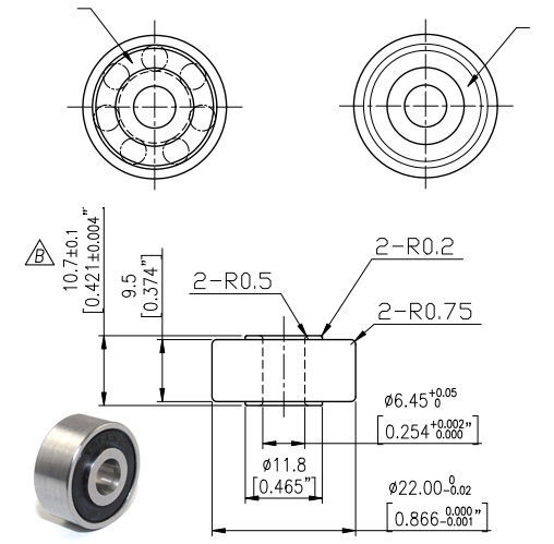 608 dimensione del cuscinetto