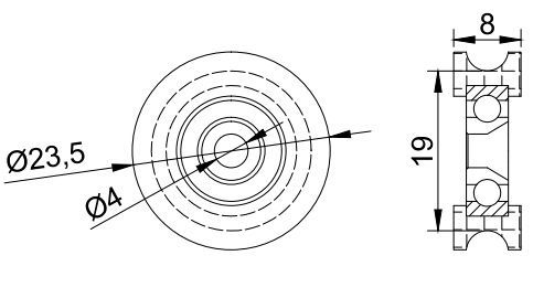 Dimensioni dei cuscinetti scanalati a U