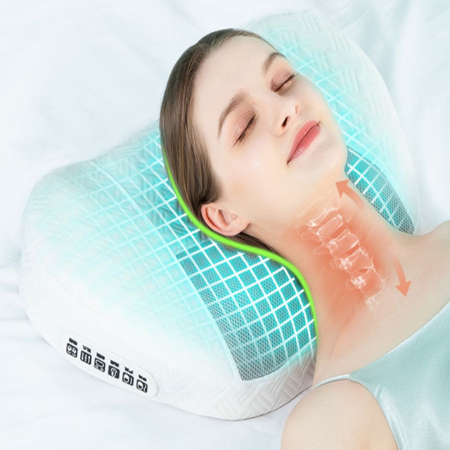 Cuscino per massaggio a rullo shiatsu con vibrazione per riscaldamento del collo
