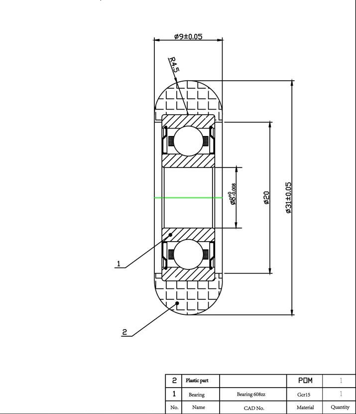 608ZZ Dimensioni delle ruote per sedili da vogatore