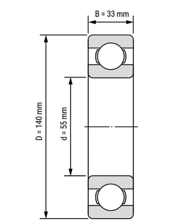 6411 dimensione del cuscinetto