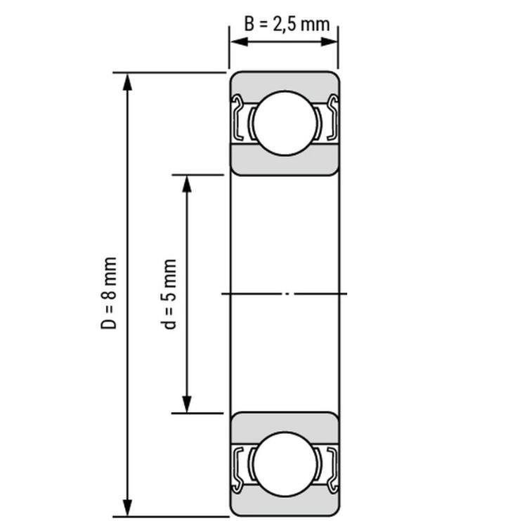 dimensione del cuscinetto mr85